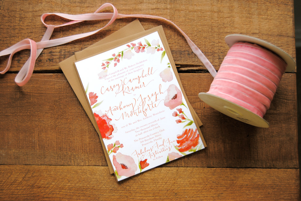 Studio Senn custom watercolor wedding invitations