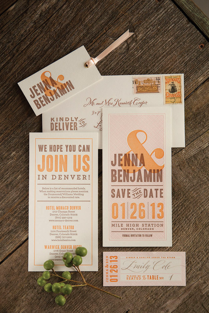 Dauphine Press custom letterpress wedding invitations