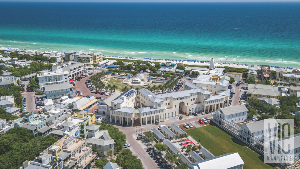 Seaside, Florida features many popular 30–A landmarks including Central Square, the Seaside Amphitheater, the Coleman Pavilion, and the Rooftop Bar at Bud & Alley’s Waterfront Restaurant