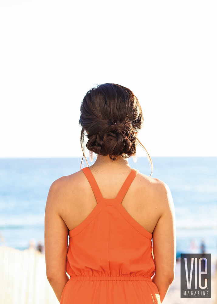 Back shot of a hair tutorial chic hair resort hairstyle vie magazine