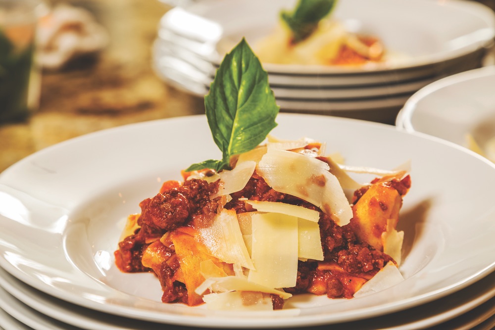 Alaqua Animal Refuge Charity Event, Taglierini bolognaise with shaved romano cheese prepared by Chef Tim Creehan