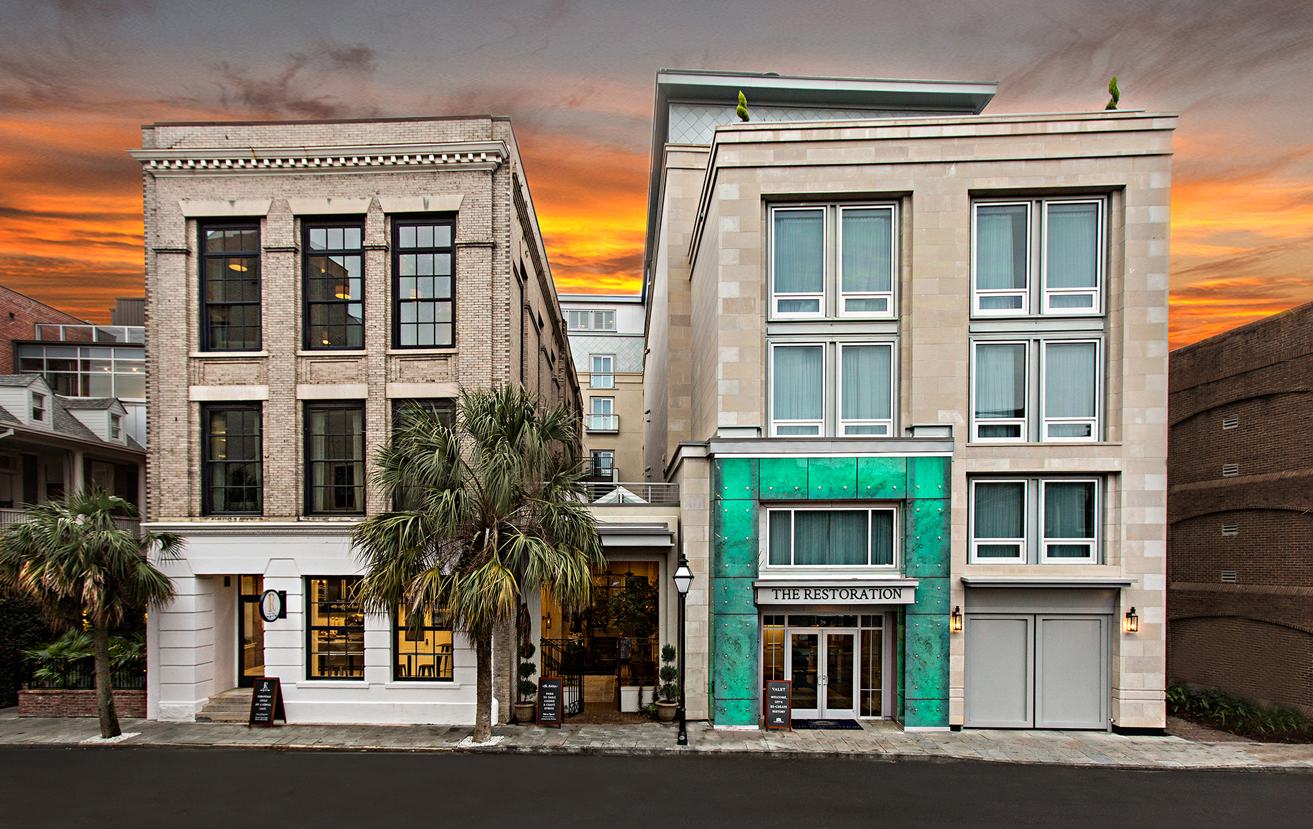 Exterior of The Restoration hotel in Charleston, South Carolina