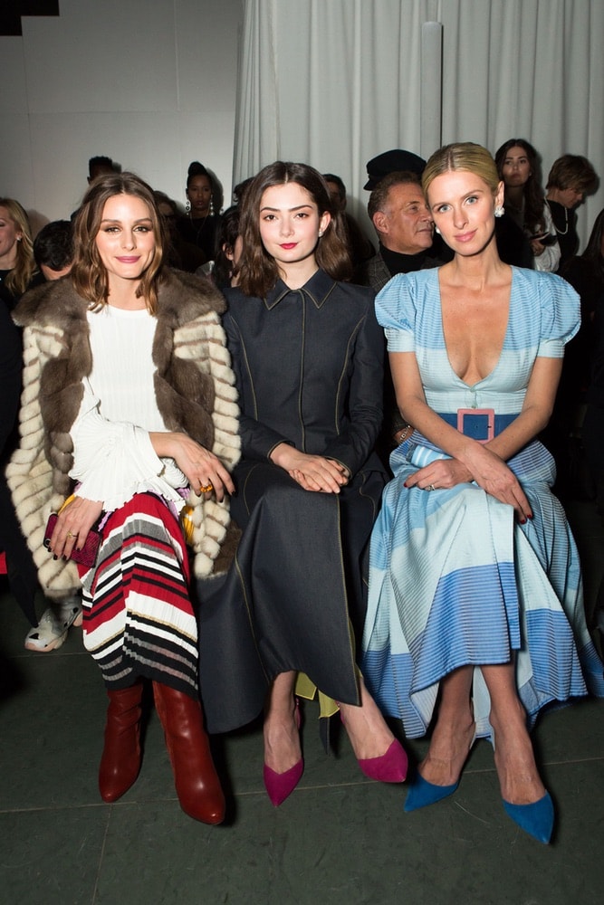 Oliva Palermo, Emily Robinson, and Nicky Hilton at Carolina Herrera's NYFW F/W 2018 show