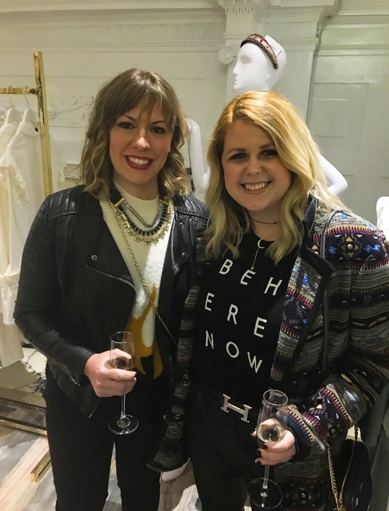 VIE Magazine's digital marketing manager Meghn Hill and VIE's managing editor Jordan Staggs at the opening of Christian Siriano's new store, The Curated NYC, hosted by Alicia Silverstone and sponsored by VIE Magazine on April 17, 2018, in New York City.