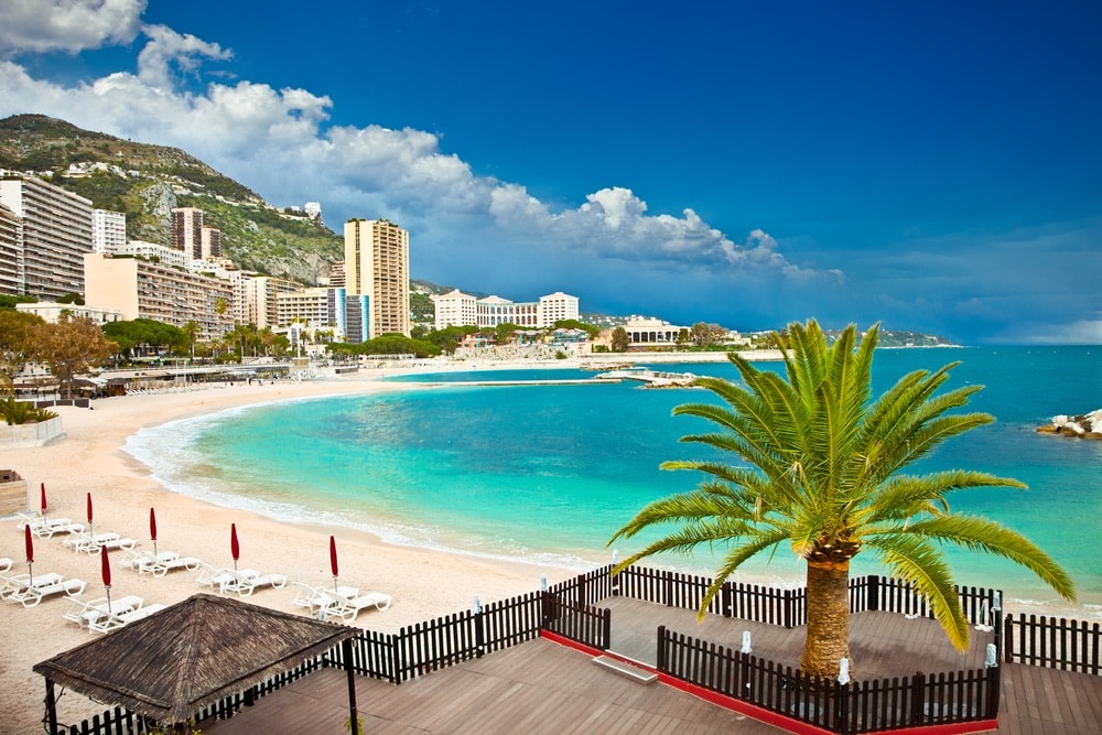 Beautiful Monte Carlo beaches, Monaco. Azur coast.