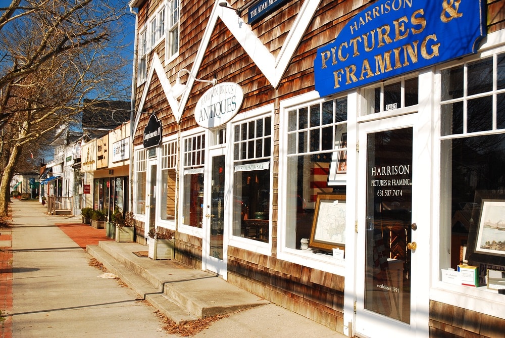 The boutiques and shops of Main Street in East Hampton, normally bustling during the summer months, are eerily quiet in winter.