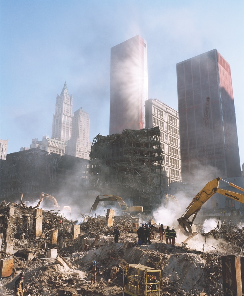 Smoke rising in sunlight at the wreckage of Ground Zero, New York City, 2001 © Joel Meyerowitz