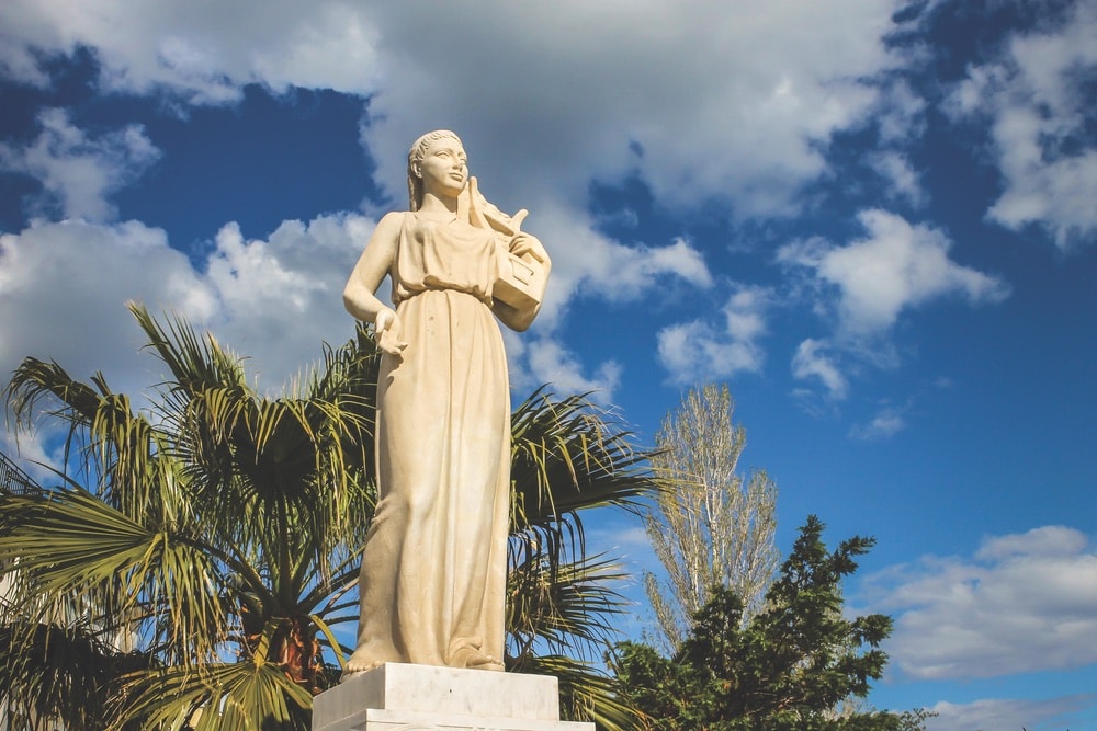 A statue of the ancient lyric poet Sappho can be found in the Sappho Square in the city of Mytilene, Greece.