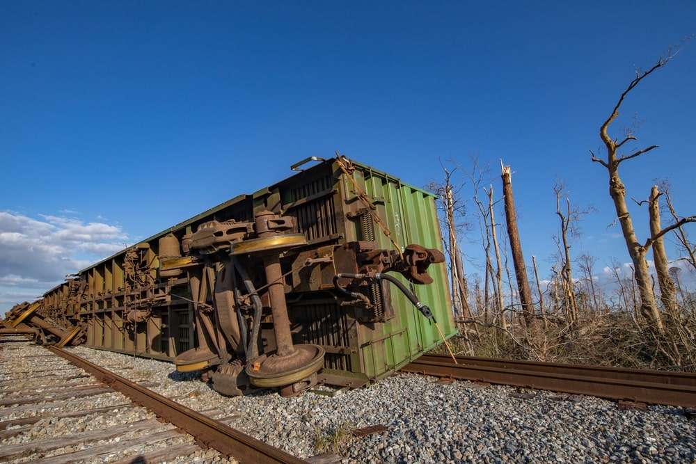 Hurricane Michael was such a powerful storm that it knocked a train over, this image shows the train turned over on its side