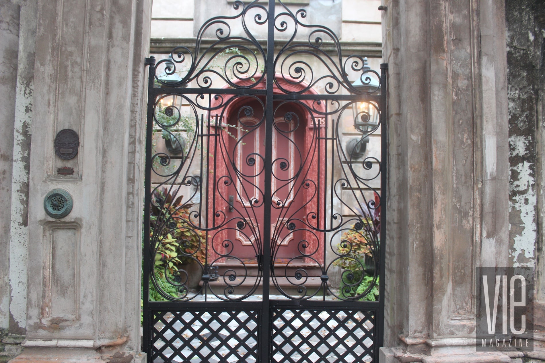 Historic Home Charleston SC VIE Magazine Iron Gate with Courtyard