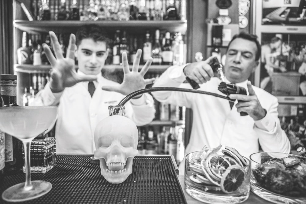 Colin Field’s fellow mixologists create an exciting concoction at Bar Hemingway in Hôtel Ritz Paris
