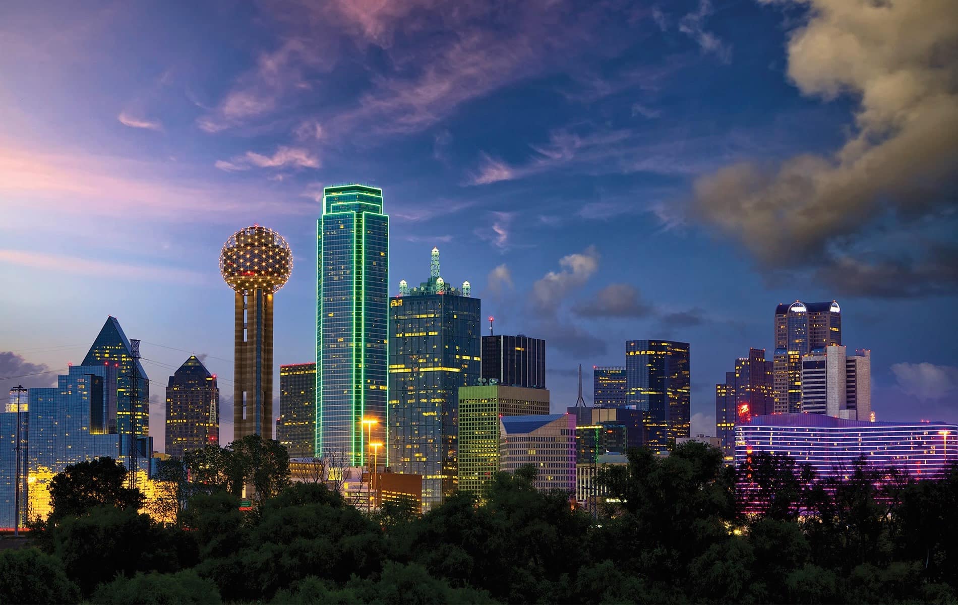 The Dallas skyline at dusk