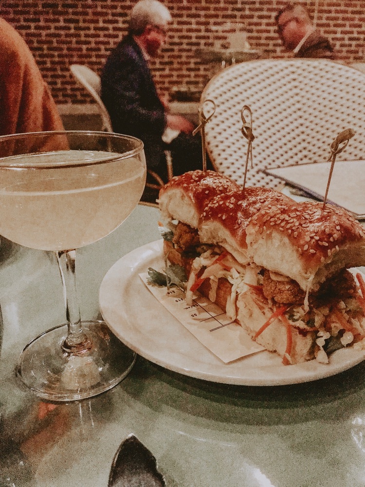 Crispy Oyster Slider and the Air Mail Cocktail from The Ordinary in Charleston, South Carolina