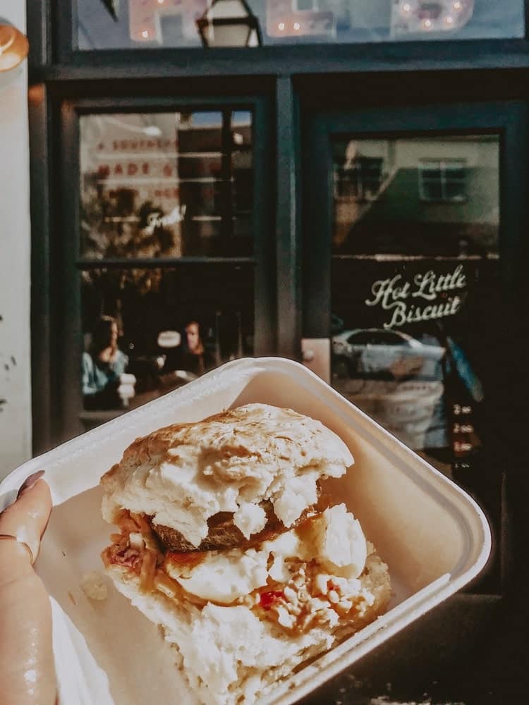 Sausage, Egg, and Pimento Cheese Biscuit from Callie's Hot Little Biscuit in Charleston, South Carolina
