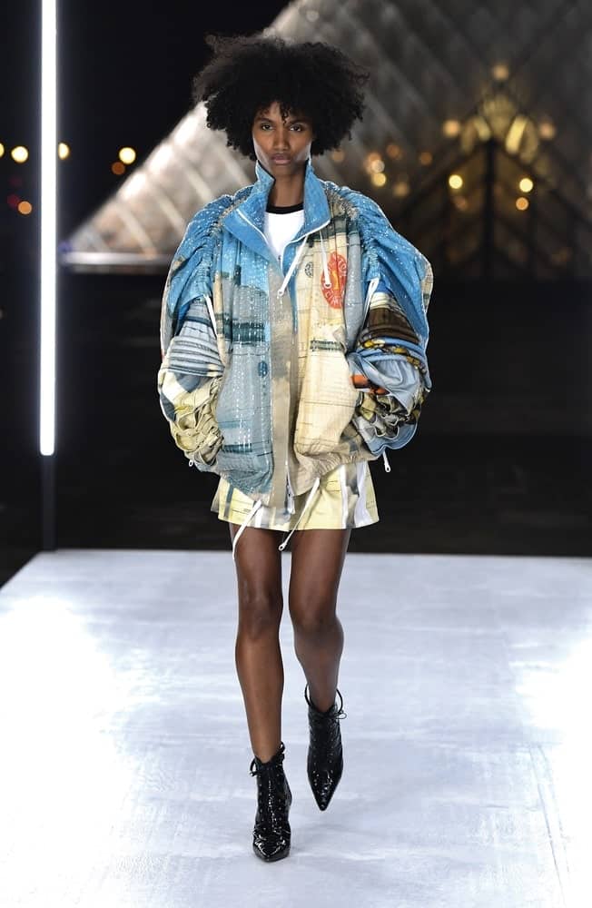 Model walks on the runway during the Louis Vuitton Paris Fashion