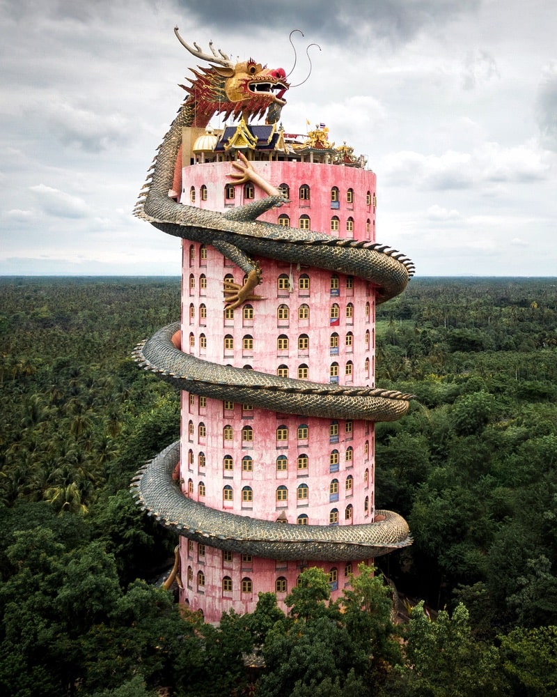 VIE Goes Pink, Pink Destinations Around the World, Breast Cancer Awareness Month, Wat Samphran Dragon Temple Bangkok Thailand