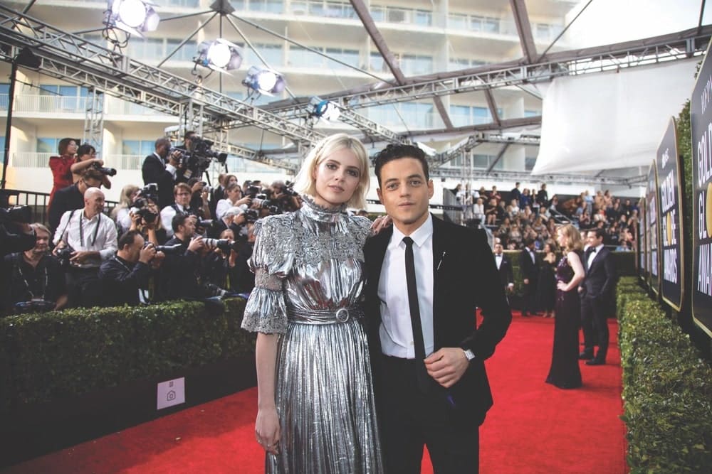 Lucy Boynton and Rami Malek | Photography courtesy of the Golden Globes