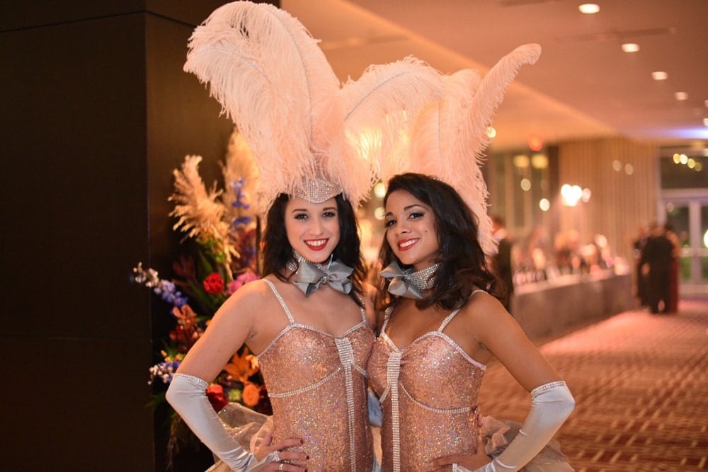 In true Carnivale style, showgirls hosted the Bacchus Reception at the evening's gala and charity wine auction at the Hyatt Regency New Orleans’ Empire Ballroom on November 5, 2016.