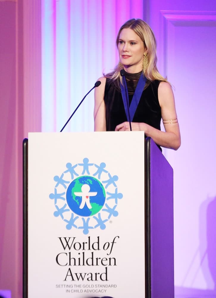 Actress Stephanie March speaks on stage during the World of Children Awards Ceremony