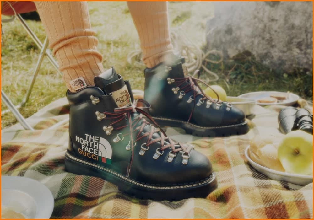 Gucci Orange The North Face Edition Lace-Up Boots Gucci