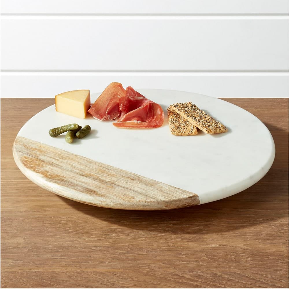 Wood and Marble Lazy Susan, Crate & Barrel