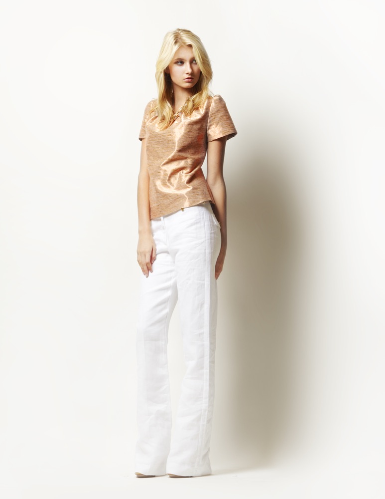 Lauren Leonard Leona Collection, White pants and shimmer top