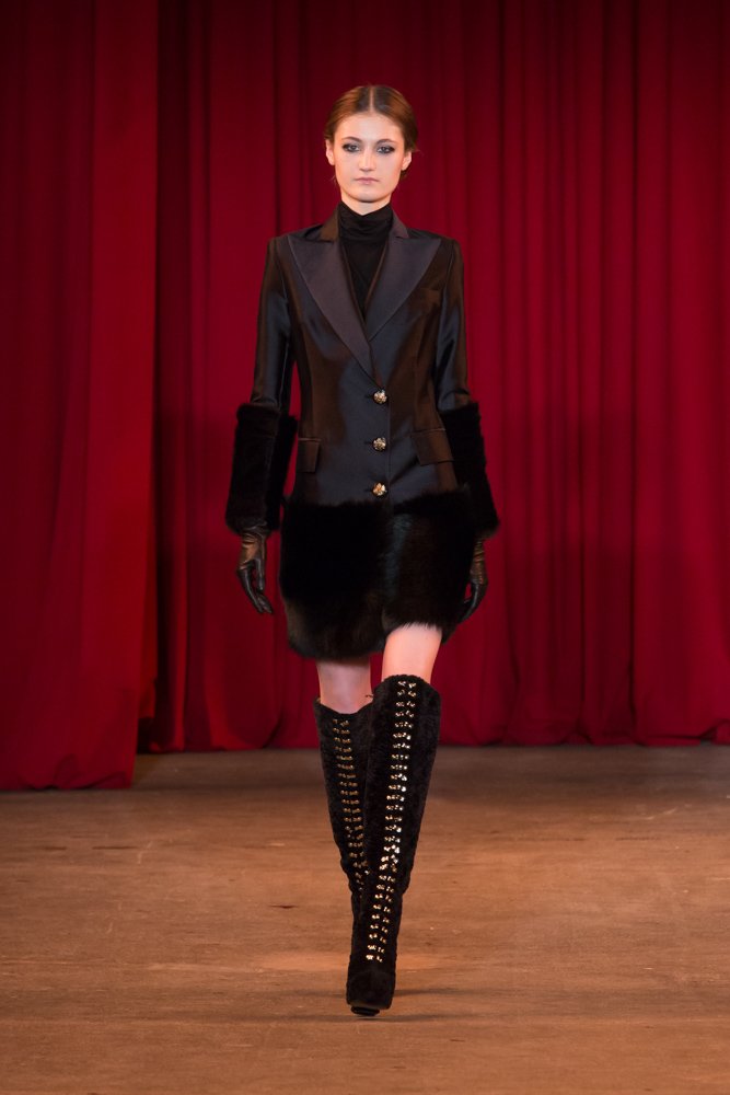 vie magazine fashion week fall 2013 model walks runway tall black boots