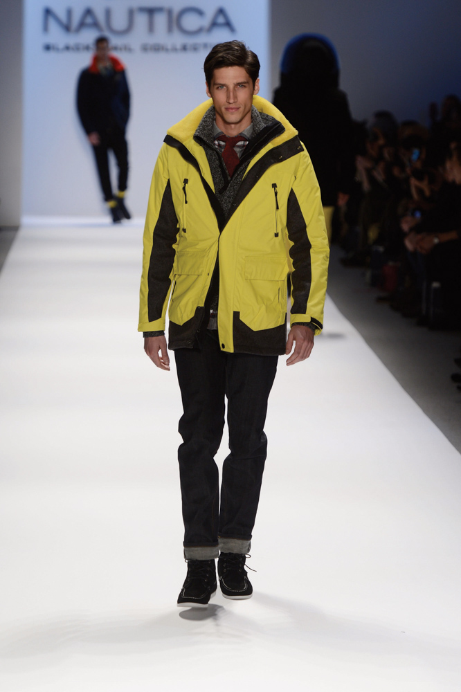 model walks the runway at the Nautica Men's Fall 2013 fashion show during Mercedes-Benz Fashion Week Fall 2013