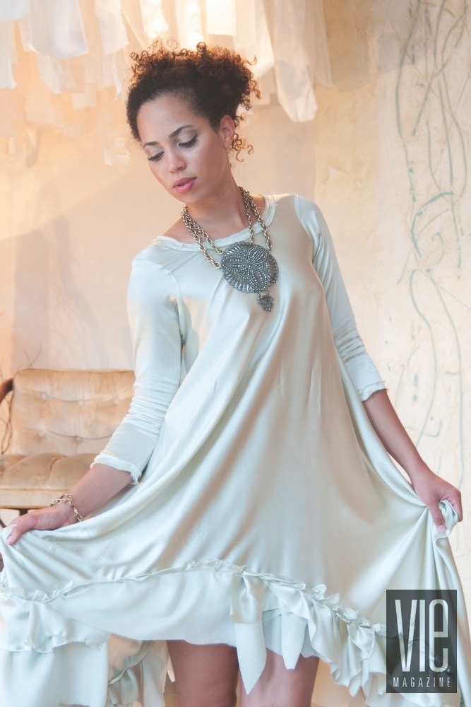 Vie Magazine Nicole Paloma model in white dress