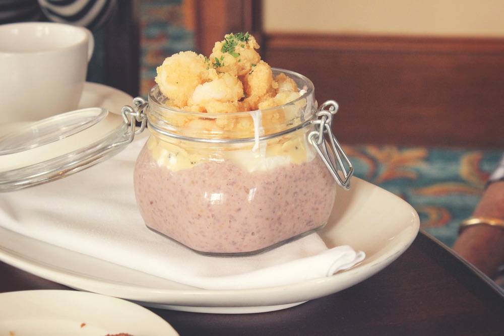 "Eggs in a Jar," One of the signature breakfast specialties at Marchand's