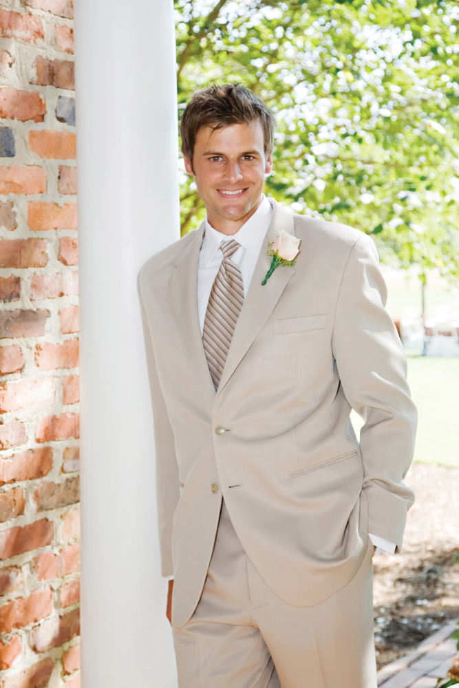 Groom at Vaughn and Tim Spanjer wedding Hamilton Place at Pursell Farms