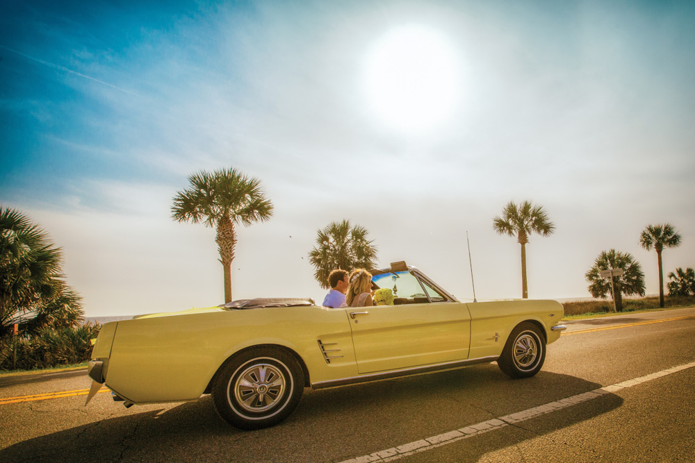 Mexico Beach Florida wedding getaway car