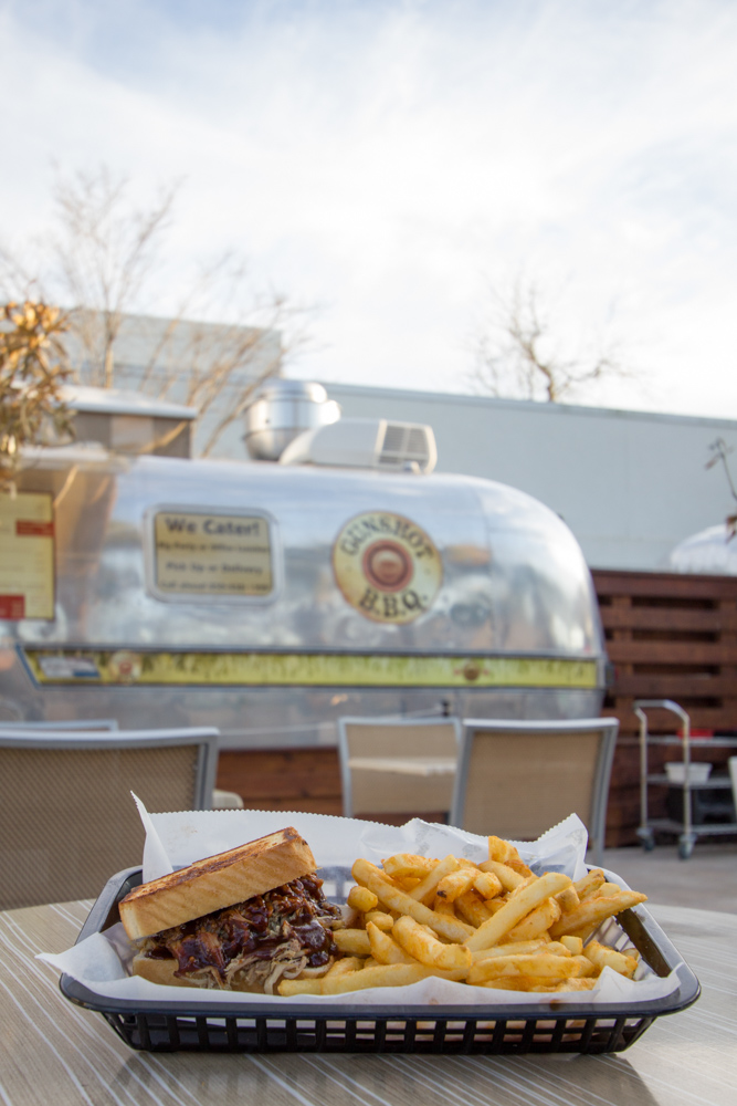 BBQ sandwich and fries food truck 