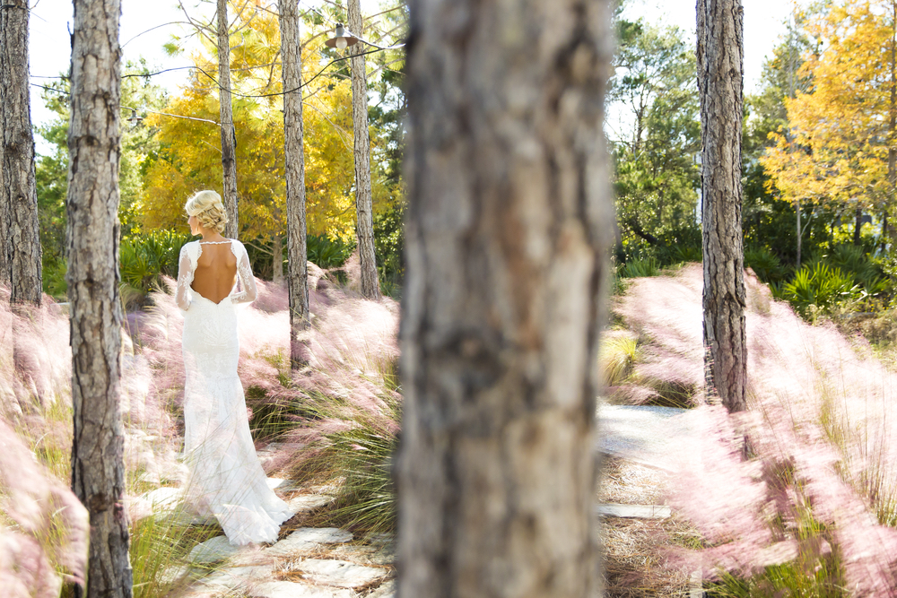 lauren in the woods for wedding photos