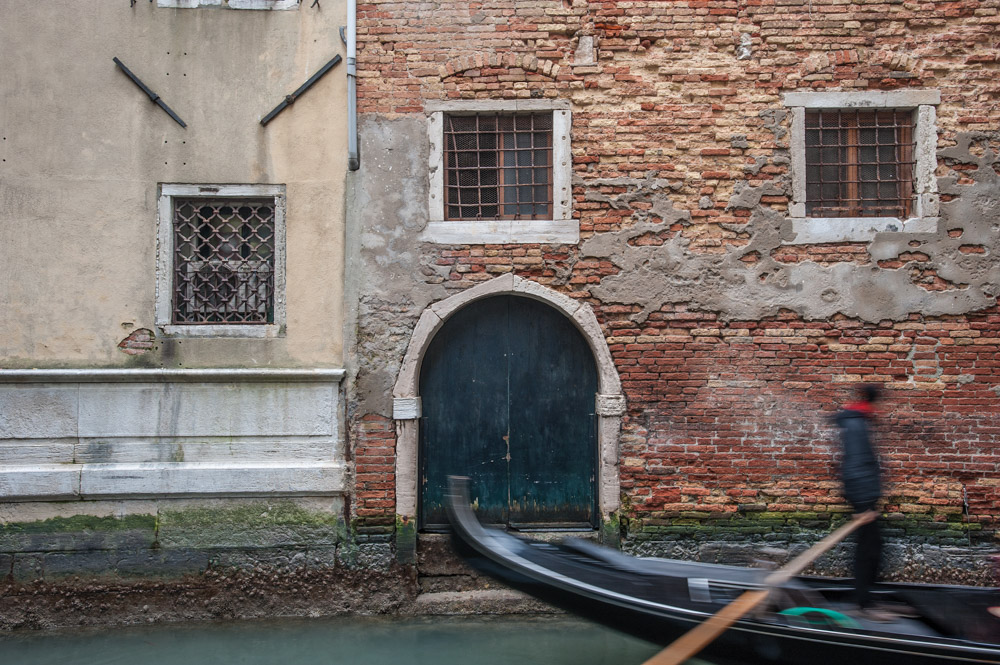 River Boat On Rio de la Fava, Venice, Italy.