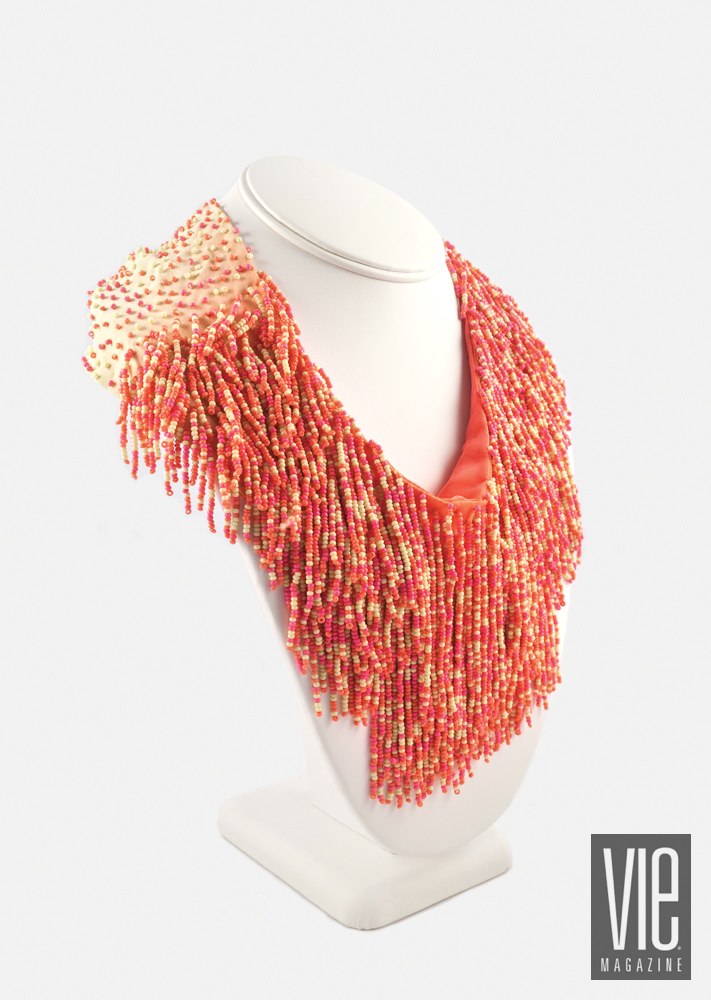 pink beaded scarf necklace