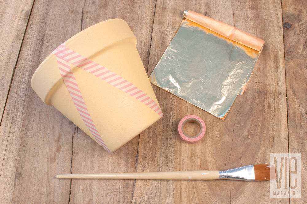 Paintbrush flower pot and tape