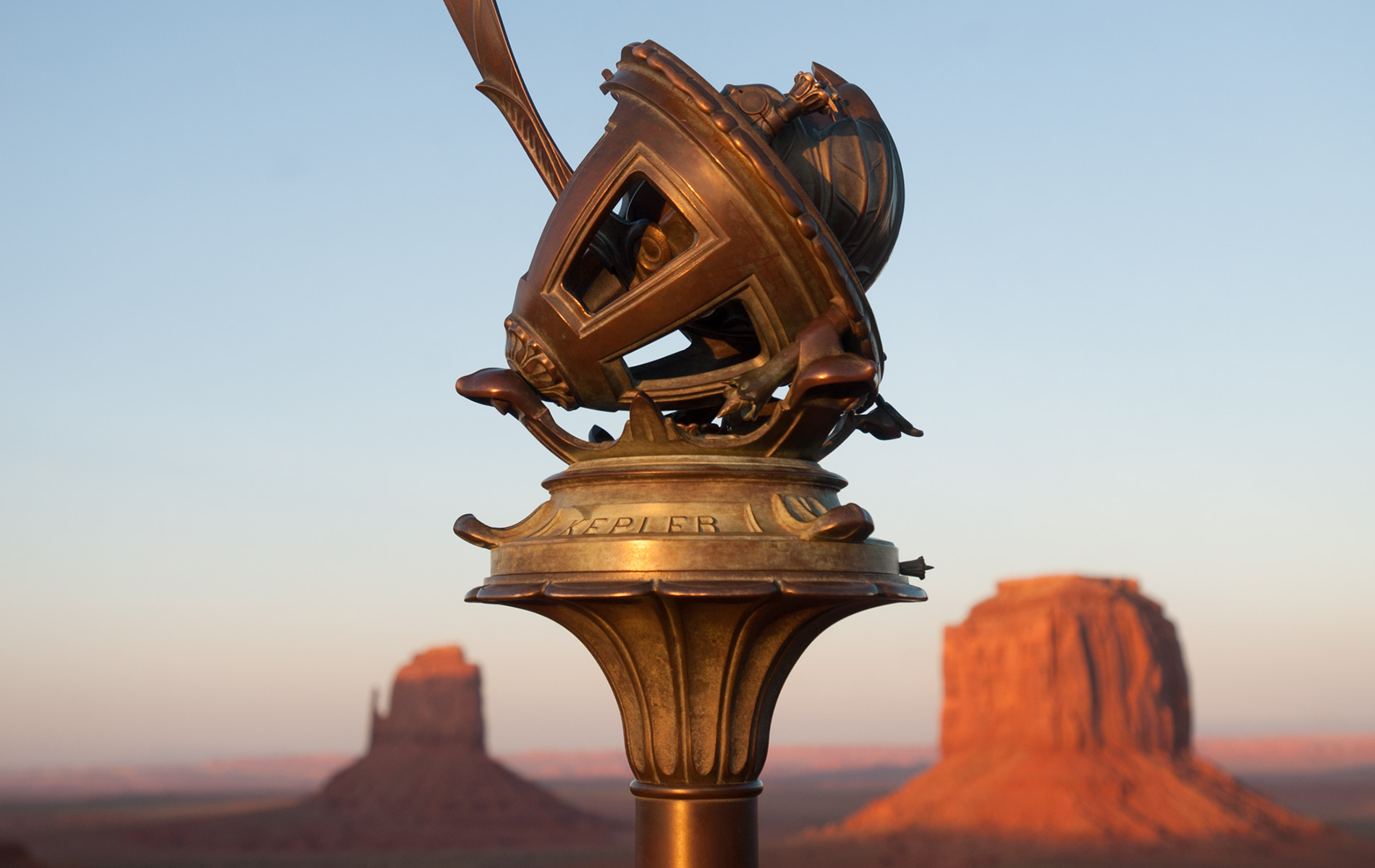 Telescope with canyon in the background