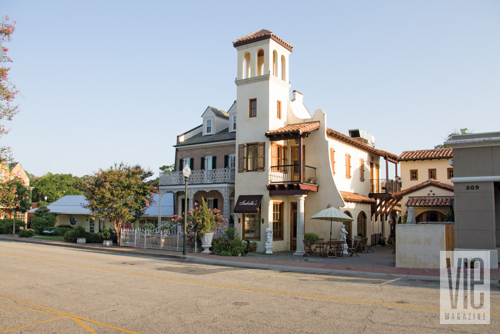 Unique buildings and Isabella's restaurant in Fairhope, Alabama 