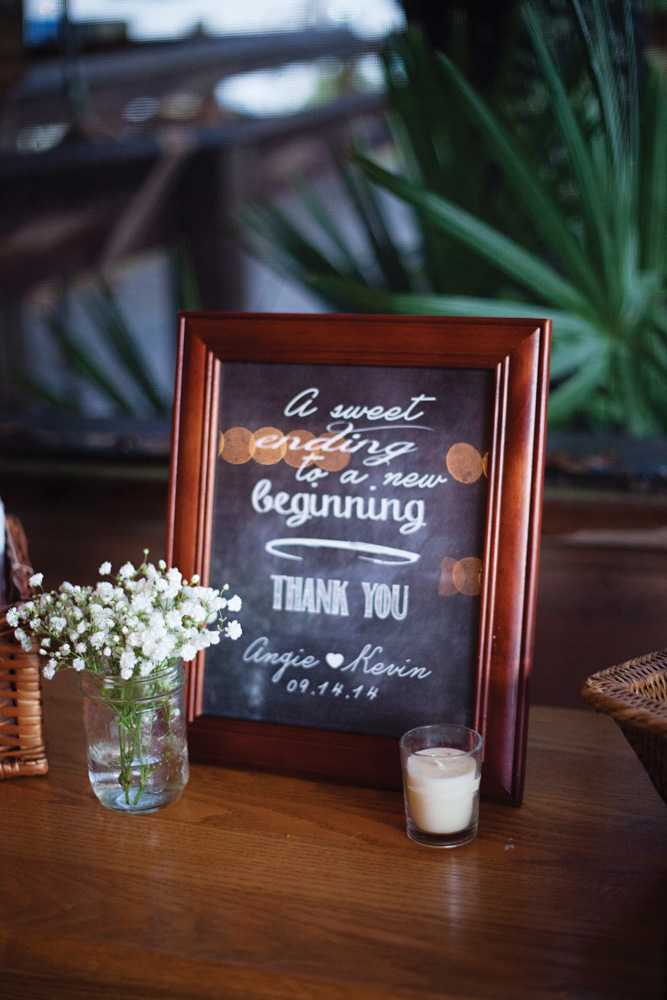 Chalkboard sign with flowers