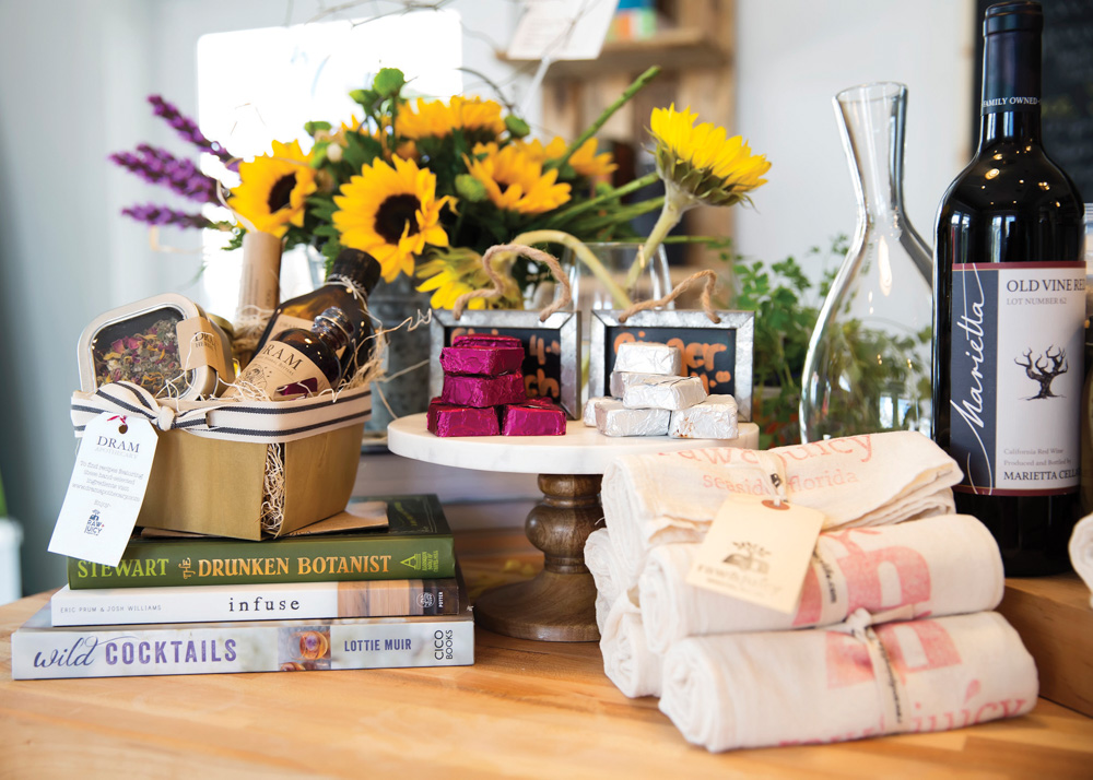 Sunflowers cookbooks and towels