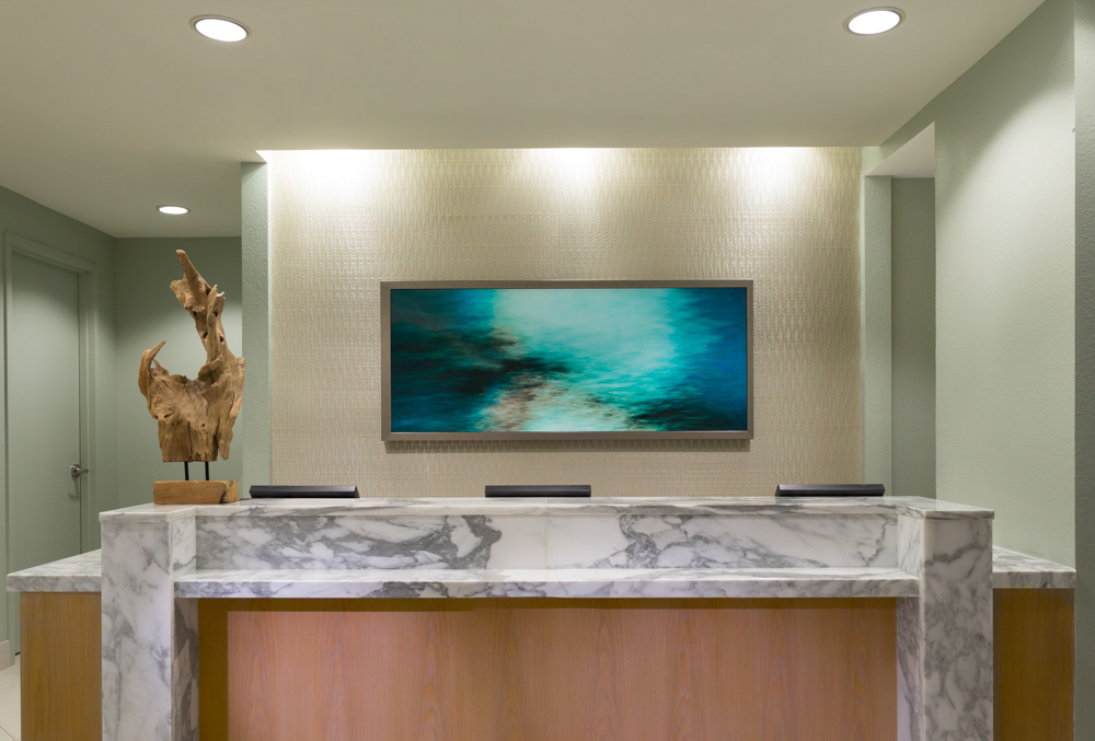 Front desk with marble counter