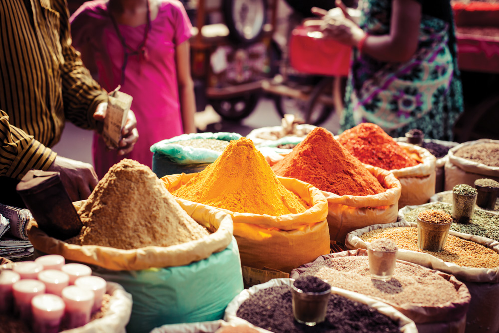 Dyes and spices for sale in Morocco