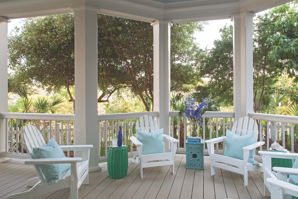 Outdoor porch of Legacy Home designed by New York Architect John Kirk, residing in WaterSound Beach, Florida VIE Magazine