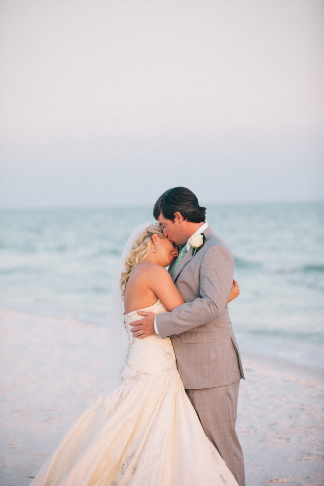 Bride and groom at Kimberly and Clain Zimmerman beach wedding