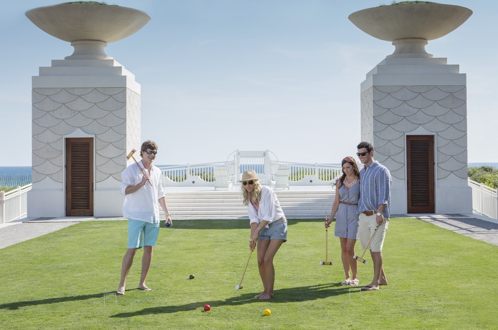 Afternoon croquet on the Gulf Green of Alys Beach