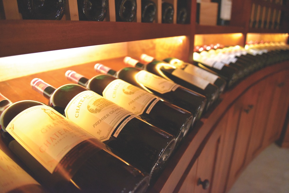 Selection of wine in cave at BRAND Napa Valley