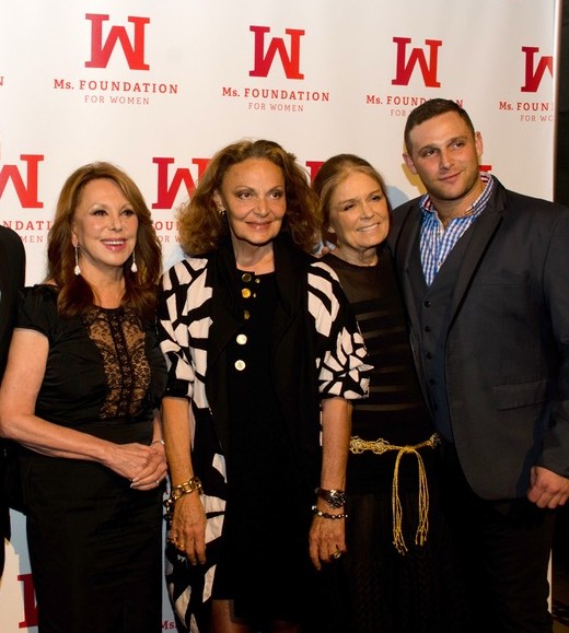Marlo Thomas, Diane von Furstenberg, Gloria Steinem, and Chef Chris Nirschel attending Ms. Foundation’s Gloria Awards