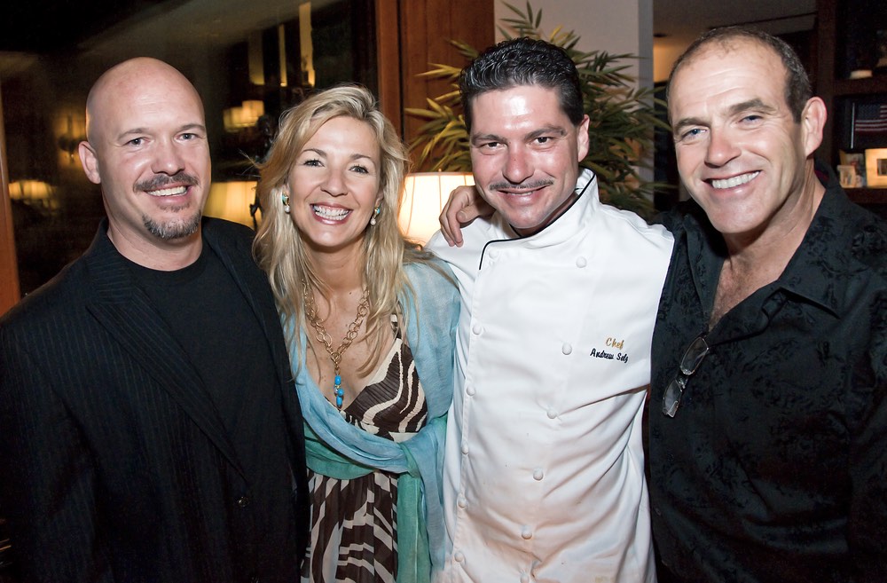 Mike Campbell, (Pride Mountain Vineyards). Lynn Douglas, Chef Andrew Selz, Steve Dugas