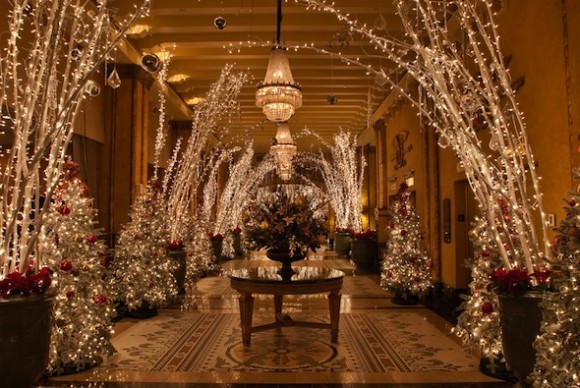 The Christmas decor inside the Roosevelt Hotel's foyer. Photo courtesy of The Roosevelt.